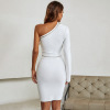 One-shoulder long-sleeved dress 9