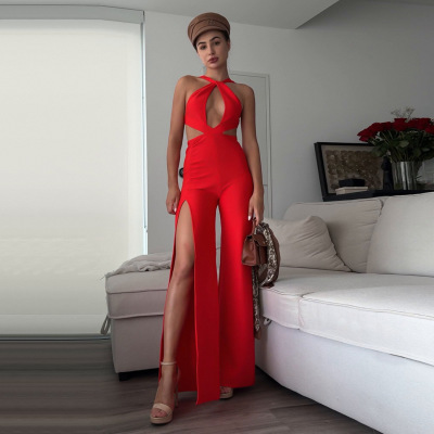 Red vest wide leg jumpsuit 16