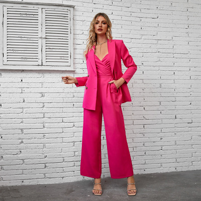 Pink Temperament Tube Top Jumpsuit Two-piece Set 6