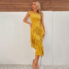 Retro Pleated Tassel Spliced ​​Dress 14