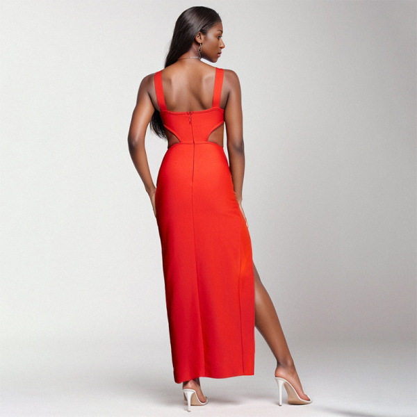 Retro red dress long skirt 12