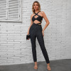 Black cross bodysuit set 17