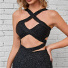 Black cross bodysuit set 17