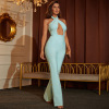 Light blue pleated jumpsuit set 20