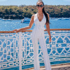 White Temperament Women's V-neck Belt Jumpsuit 18