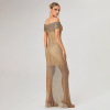 One-shoulder gold sequined slim-fit maxi dress 33