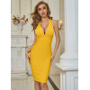 Yellow solid color slim dress 41