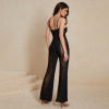 Black mesh wide-leg jumpsuit 48