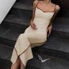 Contrast color stitching temperament slim dress 51