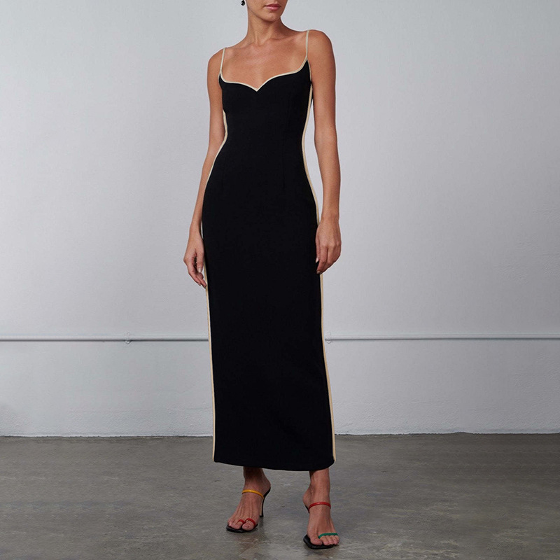 Contrast color stitching temperament slim dress 51