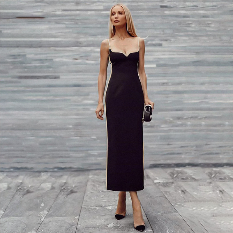 Contrast color stitching temperament slim dress 51