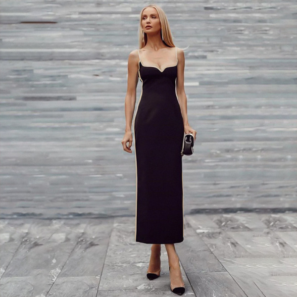 Contrast color stitching temperament slim dress 51