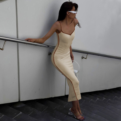 Contrast color stitching temperament slim dress 51