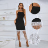 French Sleeveless Pendant Tassel Dress 45