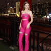 Pink rhinestone jumpsuit two-piece suit 54