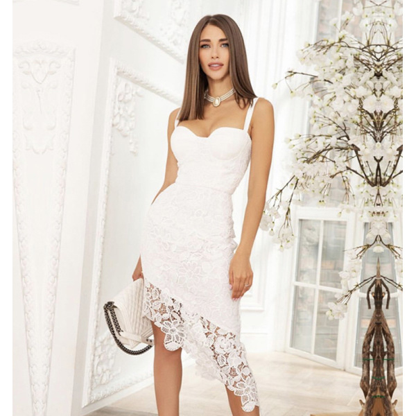 Hollow Bevel Fit Lace Dress 40