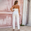 White V-neck belt jumpsuit 59