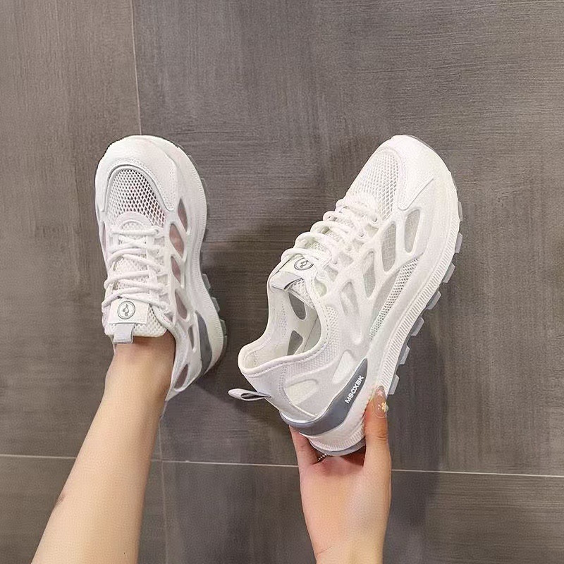 Women Hollow Mesh Breathable White Casual Sneakers