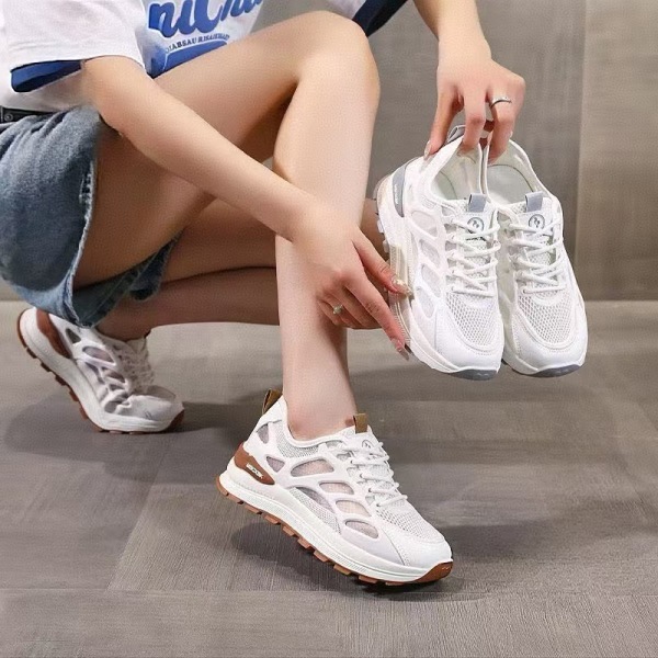 Women Hollow Mesh Breathable White Casual Sneakers
