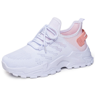 Women Breathable Knit Chunky Lace Up Sneakers