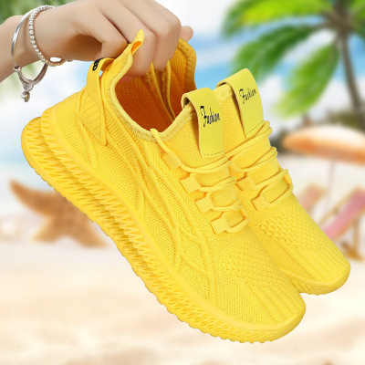 Women Bright Color Knit Slip On Casual Sneakers
